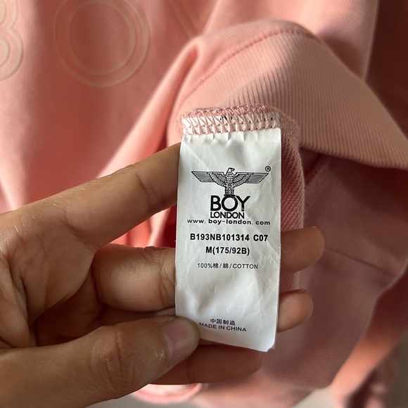 Boy London Pink Crewneck Sweater with Ribbed Cuffs and Relaxed Fit - Picture 11 of 12